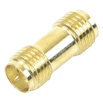 Adaptador Coaxial RF / SMA Hembra Inverso a SMA Hembra Inverso / Montaje en Línea / Cuerpo Bronce con Oro / Aislante Teflón
