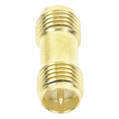 Adaptador Coaxial RF / SMA Hembra Inverso a SMA Hembra Inverso / Montaje en Línea / Cuerpo Bronce con Oro / Aislante Teflón
