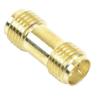 Adaptador Coaxial RF / SMA Hembra Inverso a SMA Hembra Inverso / Montaje en Línea / Cuerpo Bronce con Oro / Aislante Teflón