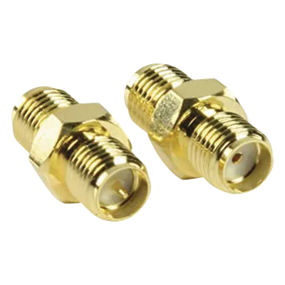 Adaptador Coaxial en Línea / SMA Hembra Inverso a SMA Hembra / Cuerpo Bronce Chapado en Oro / Aislante Teflón