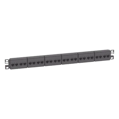 Panel de Parcheo / 24 Puertos / Cat 5e / 1 UR / Plano / Negro