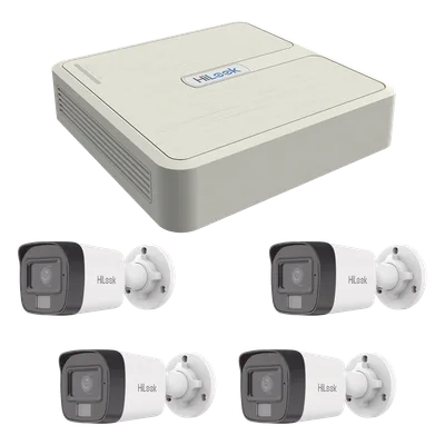 Kit de Videovigilancia IP / 4 Megapixel / NVR 4 Canales PoE+ / 4 Cámaras Bala Dual Light / IR 20 m (65.6 ft) / Audio Integrado / Exterior