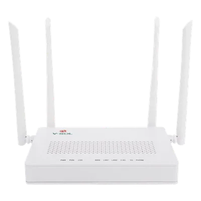 ONU Dual G/EPON / Wi-Fi AC Doble Banda / 2x LAN Gigabit / 1x FXS / 4 Antenas 5 dBi / 12V 1A