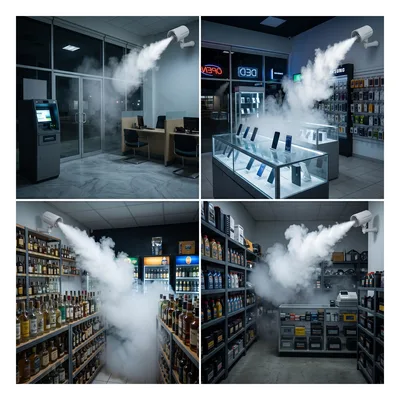Generador de Niebla de Seguridad / Cobertura 150 m³ (5,297 ft³) en 10 s / Activación por Contacto Seco / 1 Disparo / Niebla Densa 45 min