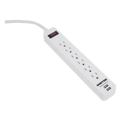 Multicontacto / 6 Contactos Aterrizados / 2 Puertos USB / 13 A / 300 Joules / Cable 50 cm (1.64 ft)