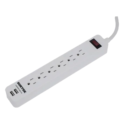 Multicontacto / 6 Contactos Aterrizados / 2 Puertos USB / 13 A / 300 Joules / Cable 50 cm (1.64 ft)