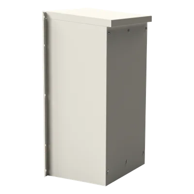 Gabinete Acero Galv. para 2 Baterías PL110D12 (400 x 730 x 300mm). Puerta Ventilada. Acc. para piso o poste No incluidos.