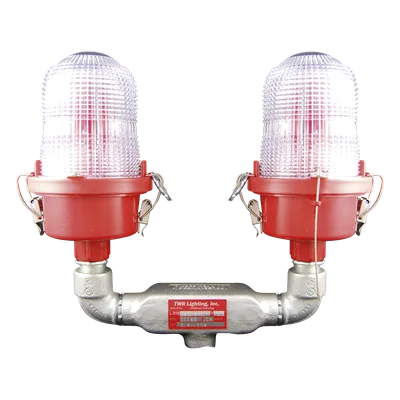Lámpara de Obstrucción Aeronáutica / Luz Fija Tipo L-810 / Doble LED Rojo / 120-240 Vca / 360° Cobertura Horizontal / IR 850 nm