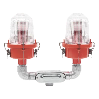 Lámpara de Obstrucción Aeronáutica / Luz Fija Tipo L-810 / Doble LED Rojo / 120-240 Vca / 360° Cobertura Horizontal / IR 850 nm