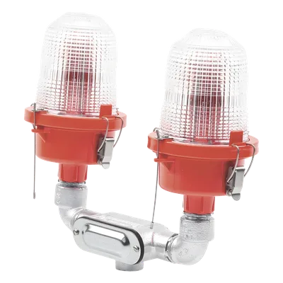 Lámpara de Obstrucción Aeronáutica / Luz Fija Tipo L-810 / Doble LED Rojo / 120-240 Vca / 360° Cobertura Horizontal / IR 850 nm