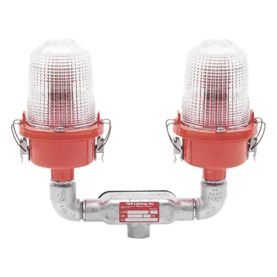 Lámpara de Obstrucción Aeronáutica / Luz Fija Tipo L-810 / Doble LED Rojo / 120-240 Vca / 360° Cobertura Horizontal / IR 850 nm