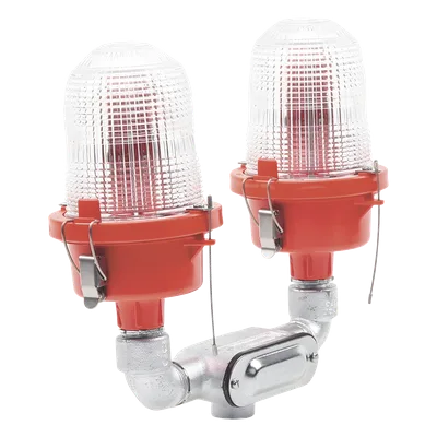 Lámpara de Obstrucción Aeronáutica / Luz Fija Tipo L-810 / Doble LED Rojo / 120-240 Vca / 360° Cobertura Horizontal / IR 850 nm
