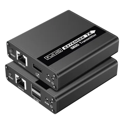 Kit extensor KVM (HDMI y USB) | 40m a 4k@30Hz | 70m a 1080P@60Hz | Cat 6, 6a y 7 | CERO LATENCIA | HDR | Salida Loop | Salida de audio de 3.5mm |