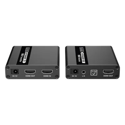 Kit extensor KVM (HDMI y USB) | 40m a 4k@30Hz | 70m a 1080P@60Hz | Cat 6, 6a y 7 | CERO LATENCIA | HDR | Salida Loop | Salida de audio de 3.5mm |