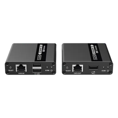 Kit extensor KVM (HDMI y USB) | 40m a 4k@30Hz | 70m a 1080P@60Hz | Cat 6, 6a y 7 | CERO LATENCIA | HDR | Salida Loop | Salida de audio de 3.5mm |