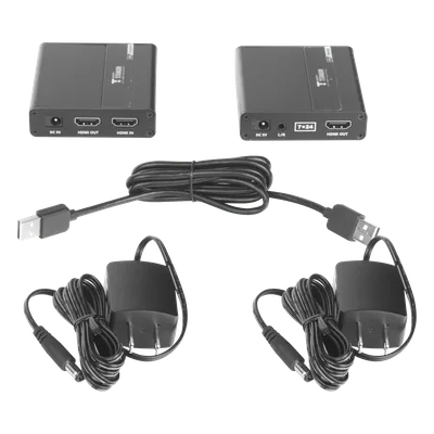 Kit extensor KVM (HDMI y USB) | 40m a 4k@30Hz | 70m a 1080P@60Hz | Cat 6, 6a y 7 | CERO LATENCIA | HDR | Salida Loop | Salida de audio de 3.5mm |