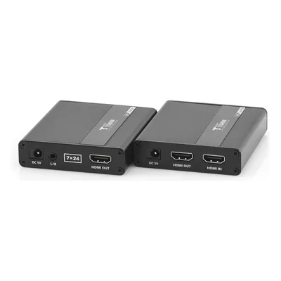 Kit extensor KVM (HDMI y USB) | 40m a 4k@30Hz | 70m a 1080P@60Hz | Cat 6, 6a y 7 | CERO LATENCIA | HDR | Salida Loop | Salida de audio de 3.5mm |