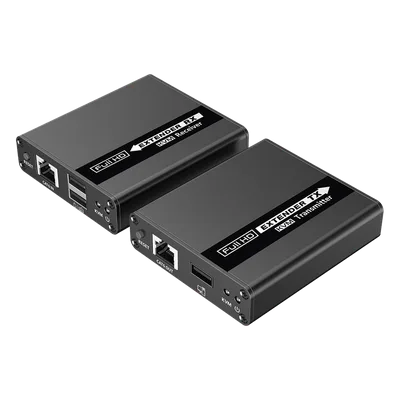 Kit extensor KVM (HDMI y USB) | 40m a 4k@30Hz | 70m a 1080P@60Hz | Cat 6, 6a y 7 | CERO LATENCIA | HDR | Salida Loop | Salida de audio de 3.5mm |
