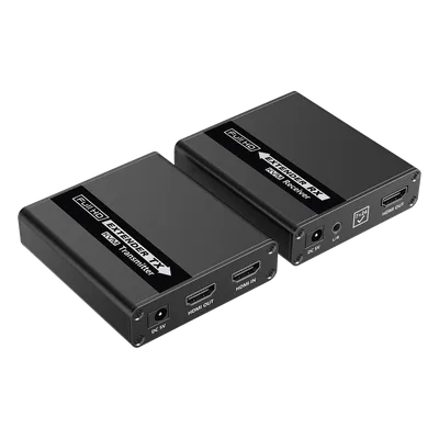 Kit extensor KVM (HDMI y USB) | 40m a 4k@30Hz | 70m a 1080P@60Hz | Cat 6, 6a y 7 | CERO LATENCIA | HDR | Salida Loop | Salida de audio de 3.5mm |