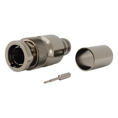 Conector BNC Macho / 75 Ohm / Anillo Plegable / RG-11/U Grupo R1 / 25 mm / Níquel-Oro-Teflón