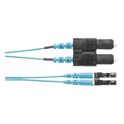 Jumper de Fibra Óptica / Multimodo OM3 50/125 / LC-SC Duplex / OFNR Riser / Aqua / 2 m (6.56 ft)