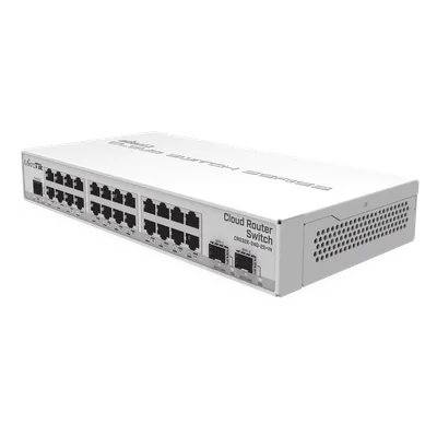Switch / 24 Puertos Gigabit / 2 Puertos SFP+ 10G / Dual OS / 512 MB RAM / 800 MHz CPU / Fanless / PoE Pasivo / Doble Entrada DC