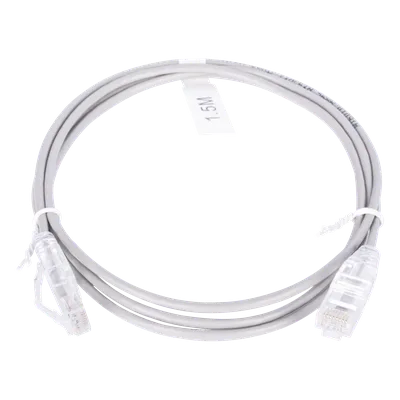 Cable de Parcheo Slim UTP Cat6 / 1.5 m (4.92 ft) / 28 AWG / Gris / Diámetro Reducido