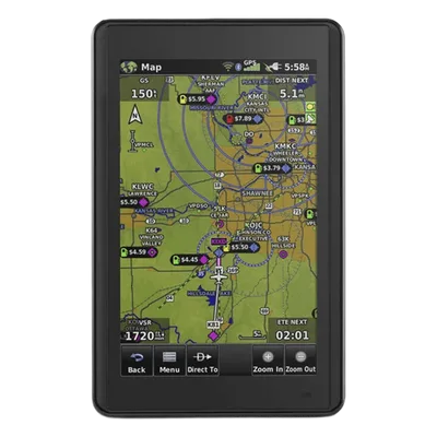 Navegador portátil aéreo / Pantalla táctil 5' / Visión 3D / Receptor SBAS/WAAS/GLONASS / Tráfico aéreo en tiempo real / 4 horas batería / 0.245 kg