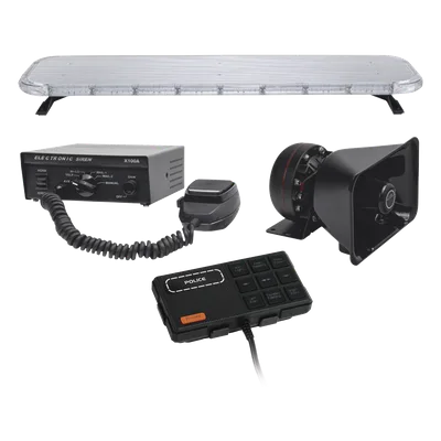 Kit de Equipamiento para Unidades de Seguridad Pública / Barra LED 132 LEDs Hyperlux / Sirena 100W / Control de Tráfico Ámbar / IP65 / SAE