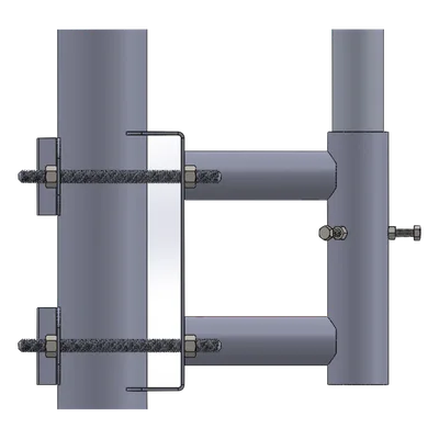 Adaptador de Mástil a Poste / Acero ASTM A36 / Galvanizado por Inmersión en Caliente / Diámetro de Mástil 5.08 cm (2') / Postes hasta 7.62 cm (3') de Diámetro