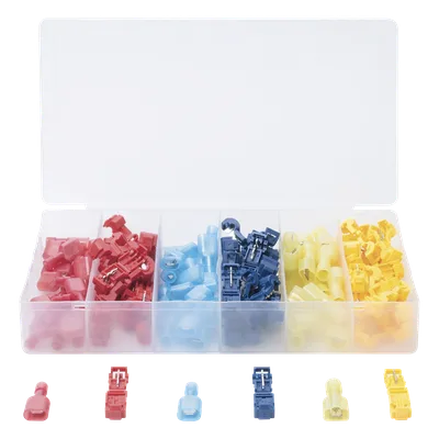 Kit Conectores T-Tap / 120 Piezas / 3 Calibres AWG / Cobre Estañado / Sin Corte de Cables / -10°C a 70°C