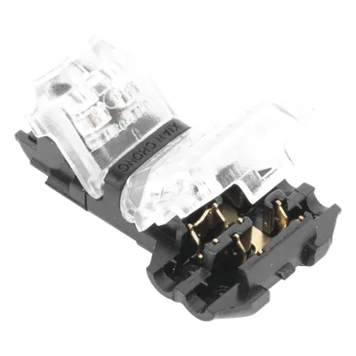 Conector T / 2 Contactos / Extracción Sin Corte / 0.35 a 0.75 mm² / Diámetro Máx 2.1 mm / Transparente con Negro