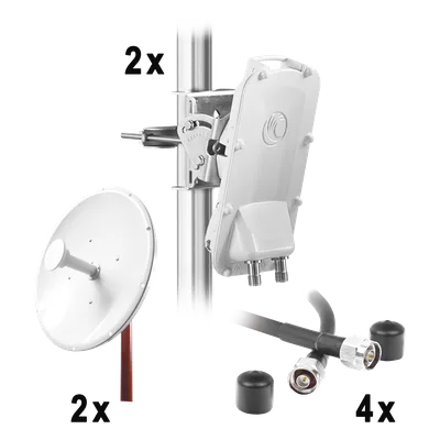 Enlace Backhaul completo de alta capacidad, incluye: 2x PTP550CE, 2x NP2GEN2 (34 dBi), 4x Jumpers