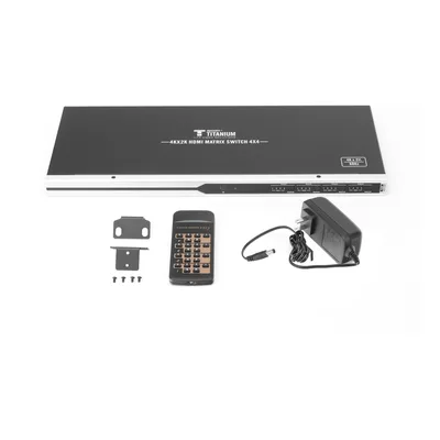 MATRICIAL 4 x 4 / 4 Entradas y 4 Salidas en HDMI / 4K × 2K @ 60Hz / 18Gbps / HDMI 2.0 / HDCP 2.2 / 3D / Conmutación por Botón, RS232 o Control Remoto / IDEAL PARA CENTROS DE MONITOREO, COMPARACION Y