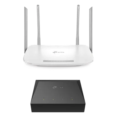 Kit ONU Gigabit / Router Wi-Fi AC1200 / 4 Puertos LAN Gigabit / 4 Antenas Omnidireccionales / Administración Remota TR-069 / IPv6