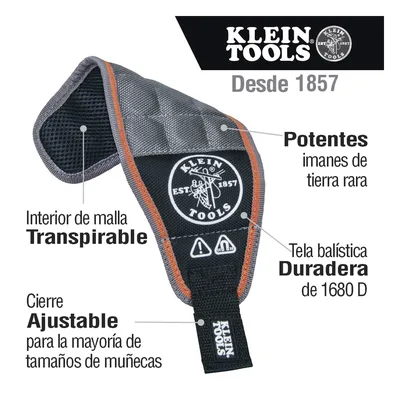 Muñequera Magnética / Imanes de Tierra Rara / Tela Balística 1680D / Interior de Malla / Cierre Ajustable / 113.4 g (4 oz)