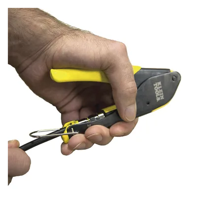 Pinza de Compresión para Conector F / Cables RG59 y RG6/6Q / Acero Antioxidante / Mango con Seguro / 5.59' (1700 mm) de Longitud