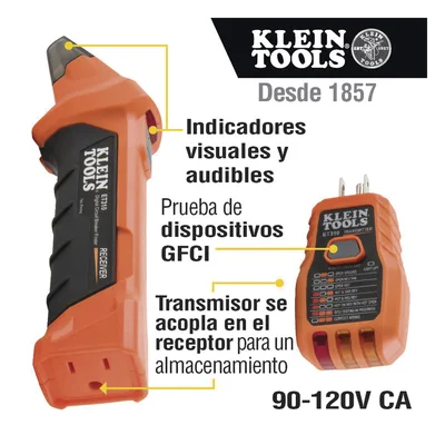 Detector Digital de Cortacircuitos / 90-120 Vca / Probador GFCI Integrado / Indicación Visual y Audible