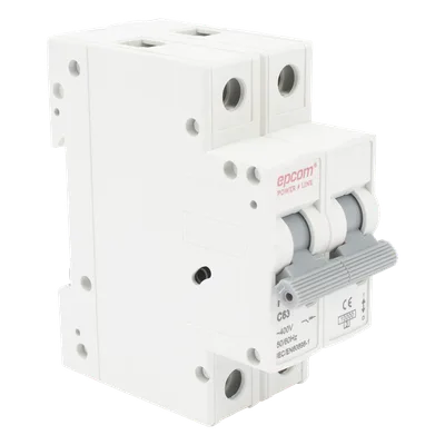 Protección Térmica/ Interruptor 2P, 63 A, Corriente Alterna 400 Vca para Aplicación Fotovoltaica Montaje Riel DIN