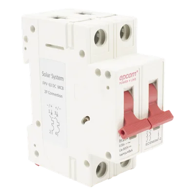Interruptor Termomagnético DC / 2 Polos / 20 A / 800 VCC / Curva C / 6 kA / Riel DIN
