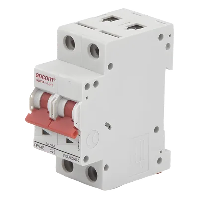 Interruptor Termomagnético DC / 2 Polos / 32 A / 800 Vcc / Curva C / 6 kA / Montaje Riel DIN