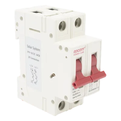Protector Térmico 2P / 63 A / 800 Vcc / Curva C / 6 kA / Riel DIN / Fotovoltaico