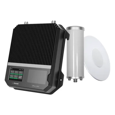 Amplificador de Señal Celular Empresarial / 2G 3G 4G VoLTE / Cobertura 1,600 m² (17,222 ft²) / 4 Antenas / Doble Enlace Ascendente / Diseño EE.UU.