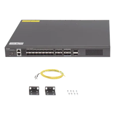 Switch de Distribución de Fibra / 23 Tbps / 20 Puertos SFP+ 10G / 4 Puertos SFP28 25G / 2 Puertos QSFP+ 40G / Modular