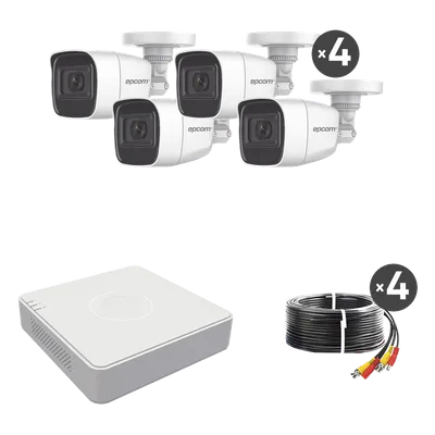 Kit de Videovigilancia TurboHD / DVR 4 Canales / 1080p Lite / 4 Cámaras Bala 2 MP / Audio por Coaxitron / IR 25 m (82 ft)