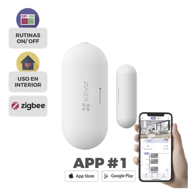 Sensor de Contacto Magnético Inalámbrico / Zigbee / Separación de Alarma 25 mm ± 5 mm / Autonomía 3 Años / Uso Interior / 53.5 x 22.5 x 13.5 mm