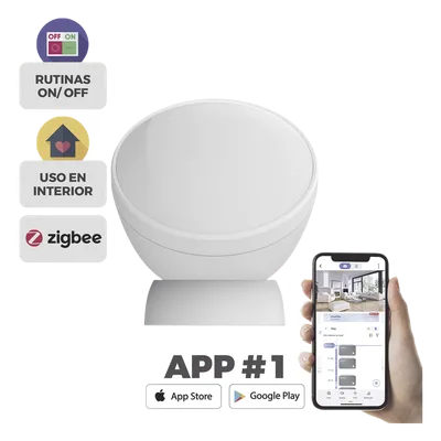 Sensor de Movimiento PIR / Inmunidad para Mascotas / Zigbee 3.0 / Alcance 7 m (23 ft) / Batería 3 Años / Ángulo 360°