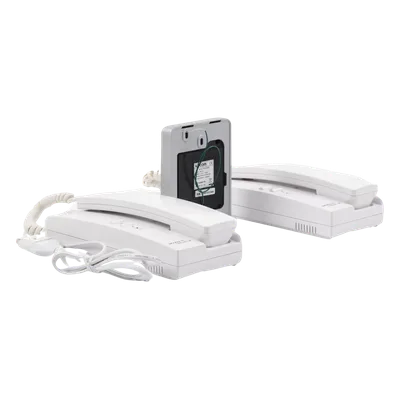 Kit de Audio Portero / 2 Auriculares / Frente de Calle Metálico / Montaje Pared o Escritorio / 0.5W-3.3W