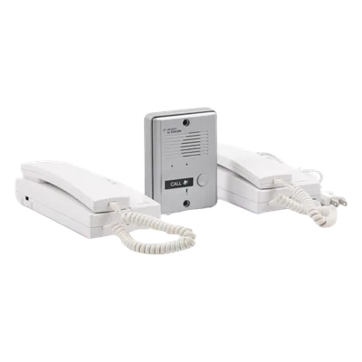 Kit de Audio Portero / 2 Auriculares / Frente de Calle Metálico / Montaje Pared o Escritorio / 0.5W-3.3W