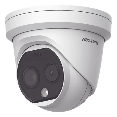 Turret IP Dual / Térmica 1.8 mm (160 x 120) / Óptico 2 mm (4 Megapixel) / Detección de Personas 53 mts / 15 mts IR / Exterior IP67 / PoE / Termométrica / Detección de Temperatura / Sirena y Luz / Micr
